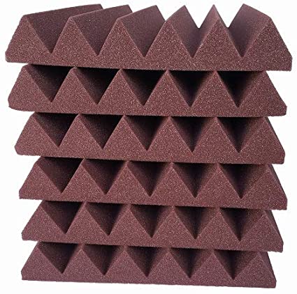 HIDISC Youwei 粘着テープ付高密度音響ウェッジ吸音パネル 60x60x5cm ワインレッド 6枚入り FA-BU60　【返品交換不可】