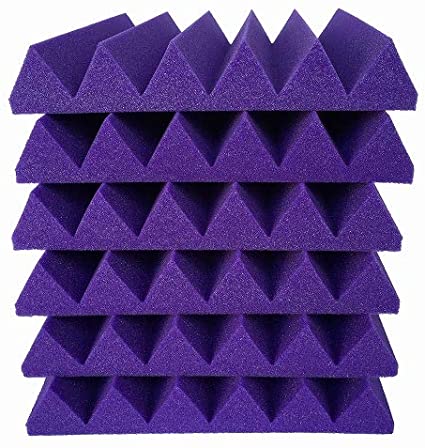 HIDISC Youwei 粘着テープ付高密度音響ウェッジ吸音パネル 60x60x5cm パープル 6枚入り FA-PU60　【返品交換不可】