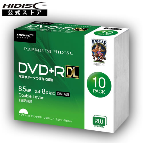 HIDISC DVD+R DL HDVD+R85HP10SC 8倍速対応 8.5GB 1回 データ記録用 インクジェットプリンタ対応10枚 スリムケース入り