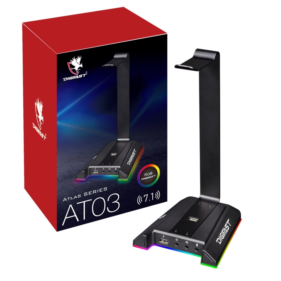 Digifast Atlas Series RGB Headset Stand Software-7.1 Sound AT03