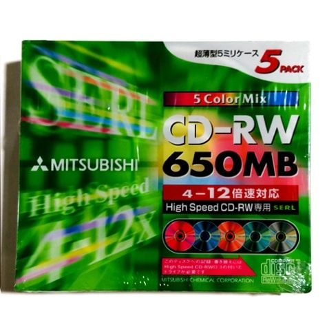 【95枚まとめ買い】【アウトレット】三菱化学メディア CD-RW 4-12倍速対応 650MB カラーミックス 5枚×19パック