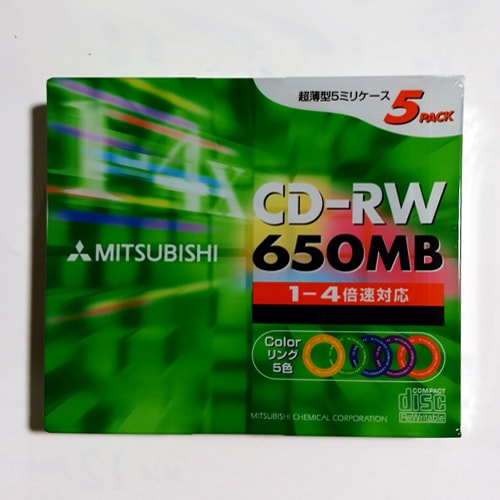 【100枚まとめ買い】【アウトレット】三菱化学メディア CD-RW 1-4倍速対応 650MB カラーミックス 5枚×20パック
