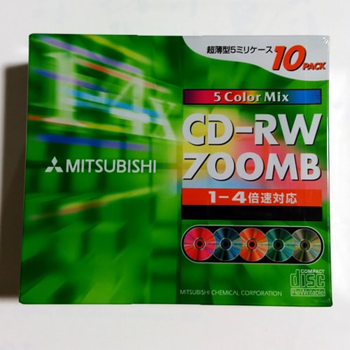 【100枚まとめ買い】【アウトレット】三菱化学メディア CD-RW 1-4倍速対応 700MB 5カラーミックス 10枚×10パック　