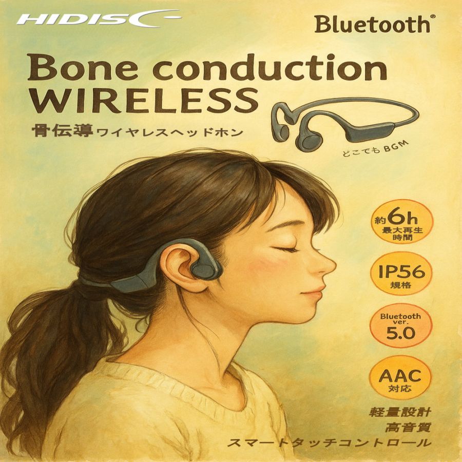 【リファービッシュ】 HIDISC 骨伝導ヘッドホン R-HD-BCEX4BK