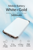 【リパック品】 コンパクトスリム急速充電 モバイルバッテリー 5000mAh ホワイトxゴールド R-HWAT50BM-2ADDH