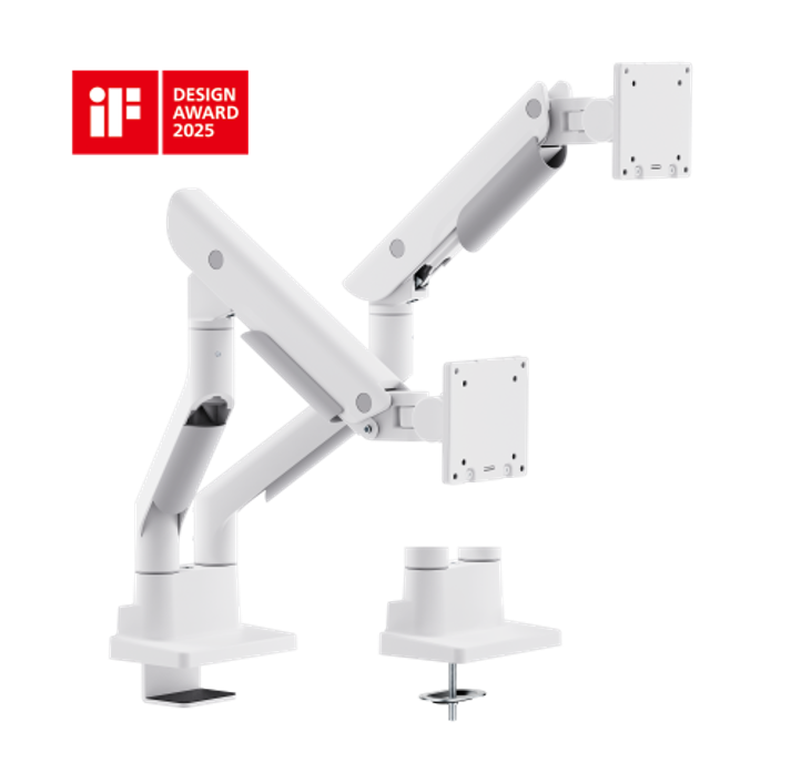 ヘラクレス重荷重対応ガススプリング式デュアルモニターアーム（24〜45インチ・27kg対応）