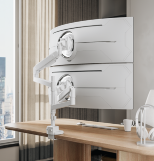 Future-Proof ポール取付式ガススプリングデュアルモニターアーム（24〜57インチ・最大27kg対応・VESAアダプター付）