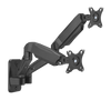 壁面取付対応 デュアルモニター用スプリングアシスト式アーム マットブラック VESA75/100対応|近日発売