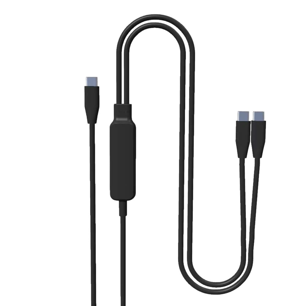 高出力100W対応！2in1Type-C to Type-Cケーブル（1.2m／急速充電・データ転送対応）HD-2IN1C100W15BK