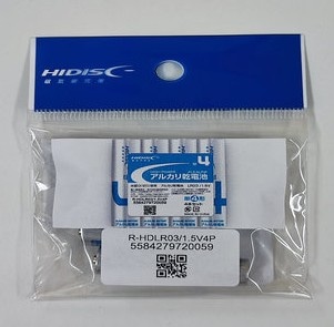 HIDISC アルカリ乾電池 単4形4本パック R-HDLR03/1.5V4P