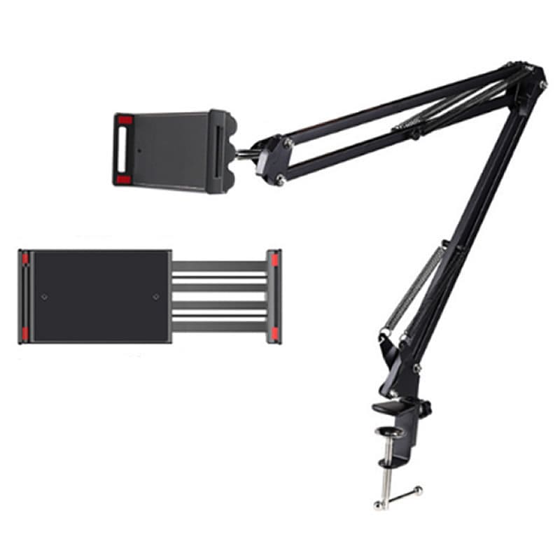 寝ながらタブレットホルダー ステンレス製アーム＆900g耐荷重｜最大865mmロング対応・折りたたみ式