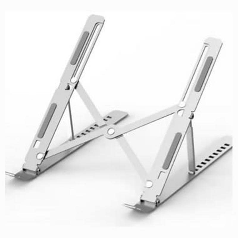 16インチ対応 アルミ製パソコンスタンド｜折りたたみ式・6段階高さ調整・シリコン滑り止め付き