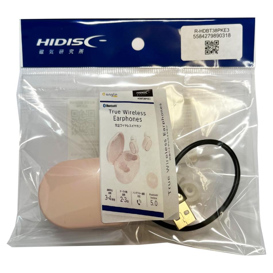 【リファービッシュ】 HIDISC 完全ワイヤレスイヤホン ピンク R-HDBT38PKE3|Bluetoothイヤホン|イヤホン・スピーカー