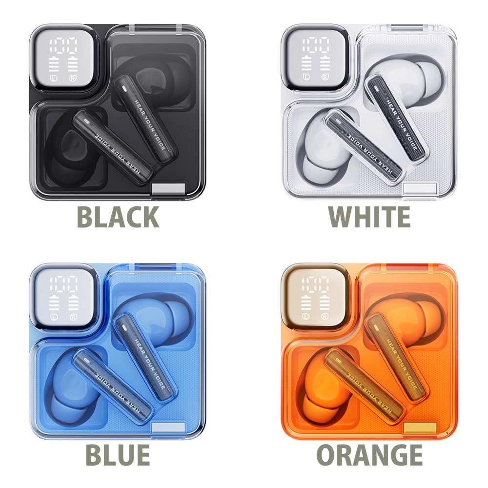 ENC ワイヤレス イヤホン スケルトンデザイン 24時間連続再生 Bluetooth5.3 超低遅延