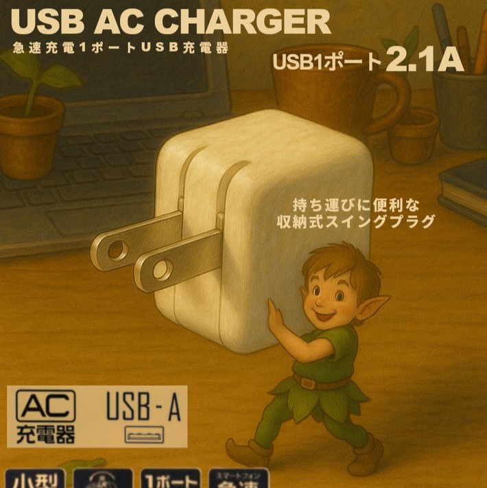 【リファービッシュ】 HIDISC AC充電器 1ポート 2.1A R-ML-ACUS1P21WH