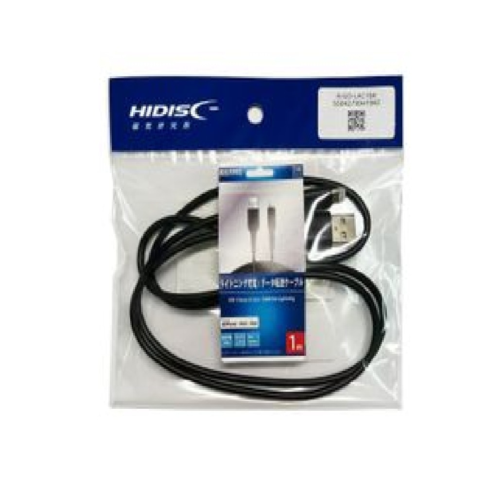 【リファービッシュ】HIDISC MFI認証 急速充電＆データ転送 Lightning USBケーブル 1m ブラック R-GO-LAC1BK