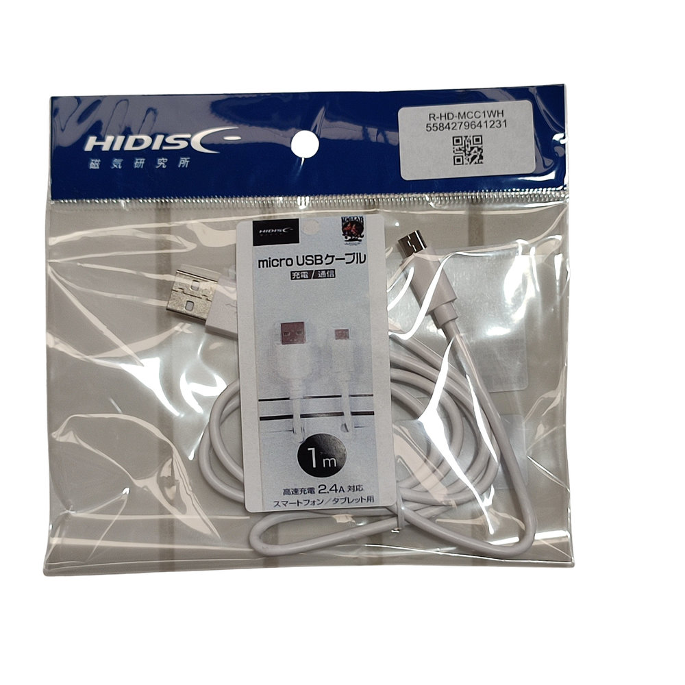 【リファービッシュ】microUSBケーブル1m 白 スマホ/タブレット高速充電/データ通信 R-HD-MCC1WH