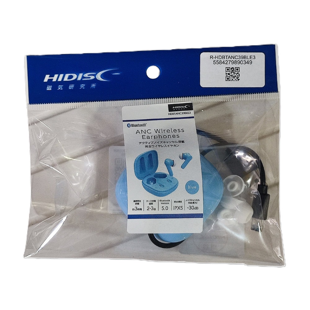 【リファービッシュ】 HIDISC アクティブノイズキャンセル搭載 完全ワイヤレスイヤホン（ANC WIRELESS）R-HDBTANC39BLE3
