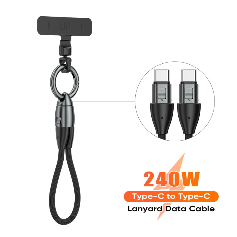 Type-C to Type-C ストラップケーブル 　HDCC240W14CM　ブラック