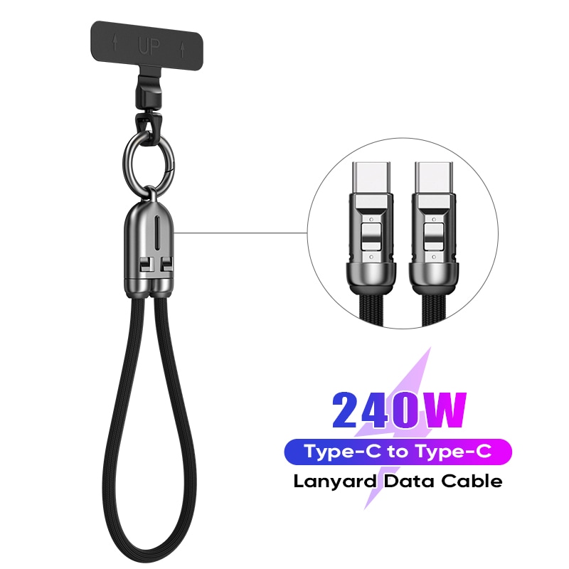 Type-C to Type-C  ストラップケーブル 30cm　HDCC240W30CM-BK　ブラック