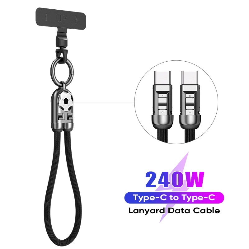 Type-C to Type-C  ストラップケーブル 　HDCC240WLOGO30CM-BK　