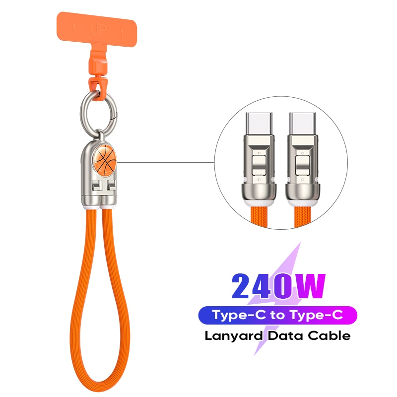 Type-C to Type-C  ストラップケーブル 　HDCC240WLOGO30CM-OR　オレンジ