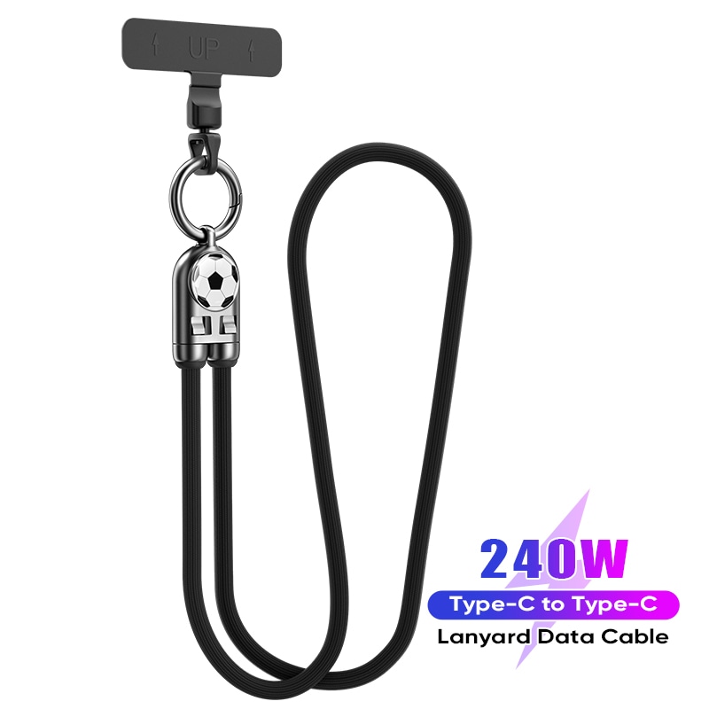 Type-C to Type-C  ストラップケーブル 　HDCC240WLOGO120CM-BK　ブラック