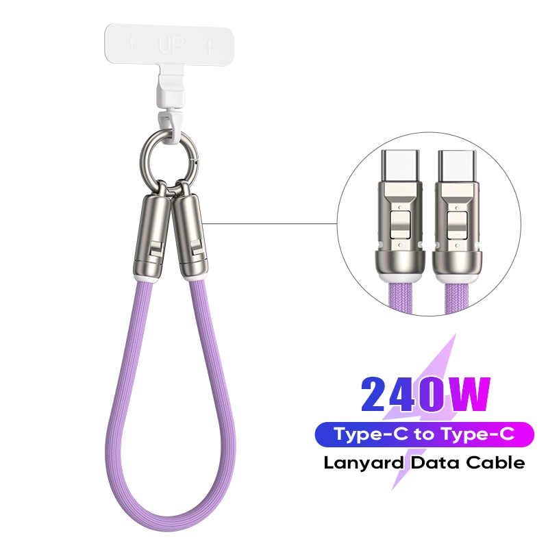 Type-C to Type-C  ストラップケーブル 30cm (セパレート型) 　HDSPCC240W30CM-PL