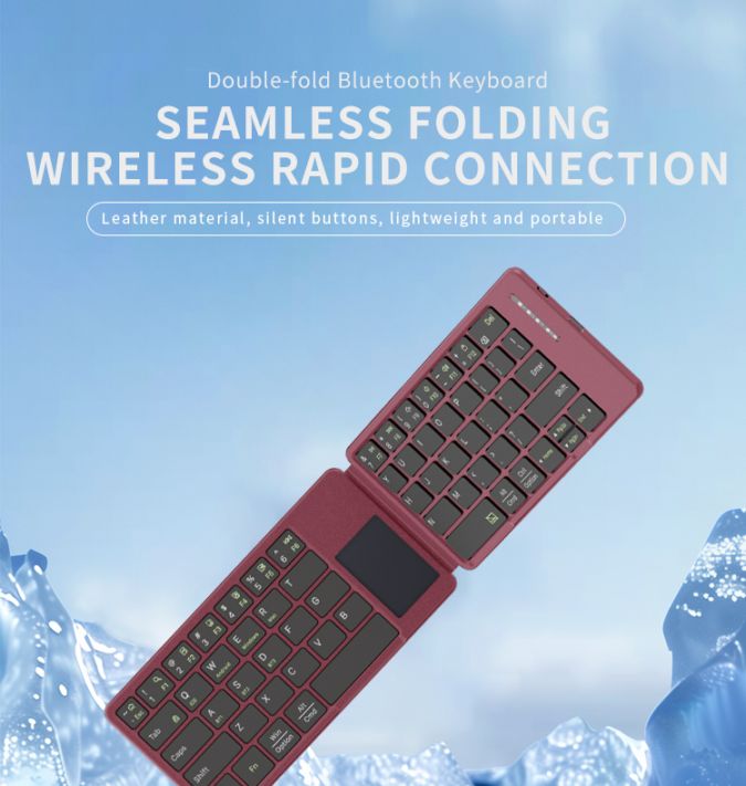二つ折りレザーケース一体型タッチパッド＆スタンド付き Bluetoothキーボード　KB225