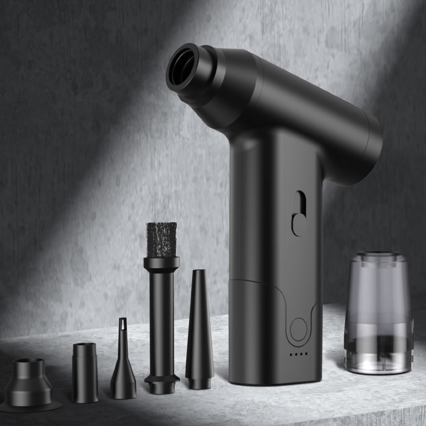 電動エアダスター 超コンパクトタイプ 高速110000RPM 60W強力送風 2000mAh×2バッテリー搭載 PC・車内清掃・DIYに最適