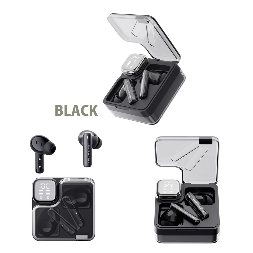 ENC ワイヤレス イヤホン スケルトンデザイン 24時間連続再生 Bluetooth5.3 超低遅延