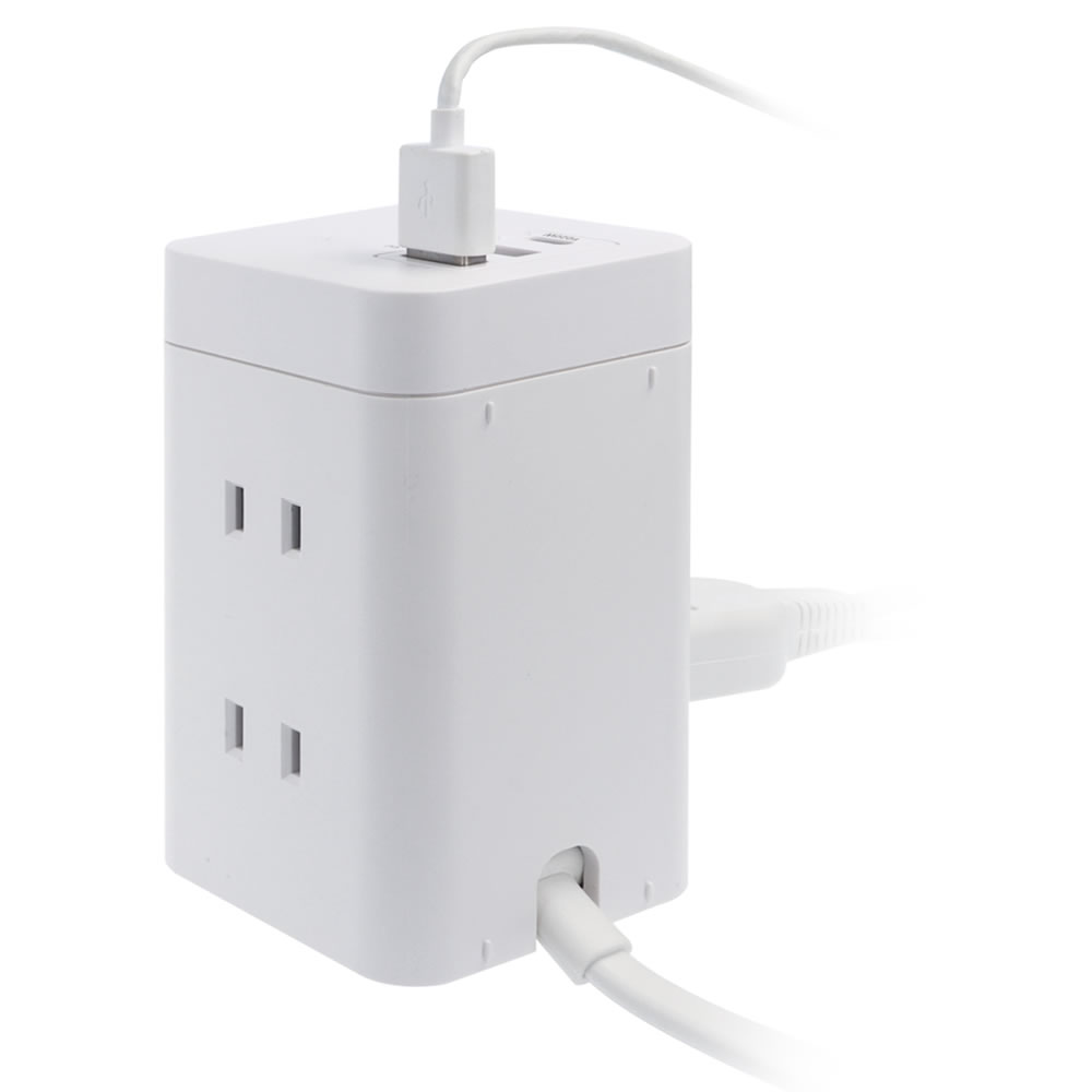 HIDISCコンパクトタワー型電源タップ HD-AC6U3WH