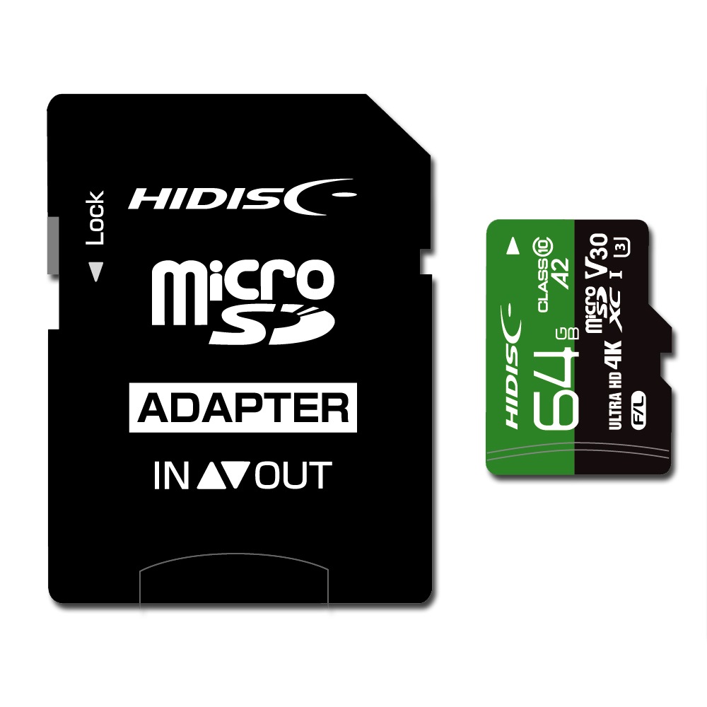 HIDISC 超高速 R170シリーズ microSDXCカード 64GB CLASS10 UHS-I Speed class3, A2対応