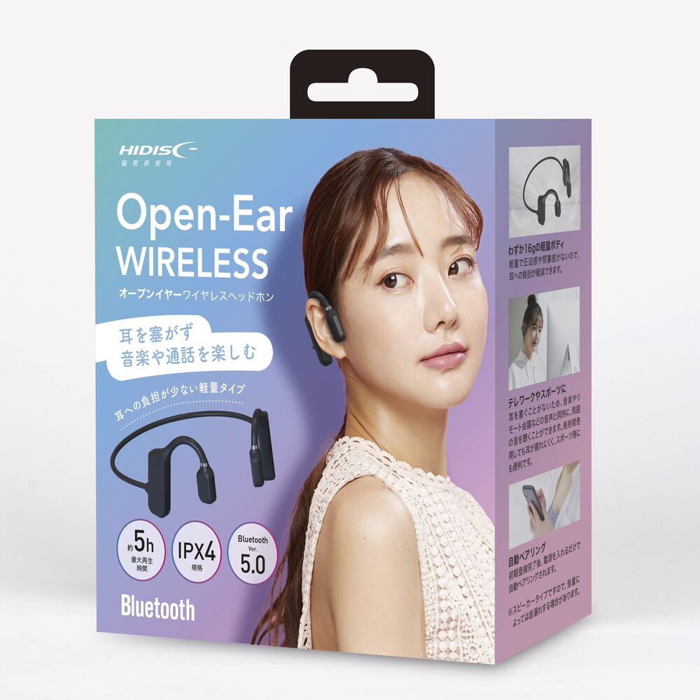 HIDISC オープンイヤーワイヤレスヘッドホン HD-OEEX19BK