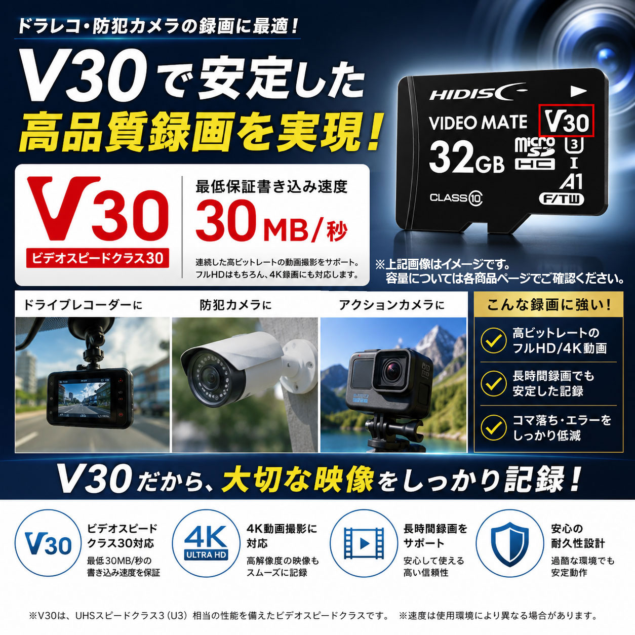 HIDISC microSD 16GB [ドラレコ・防犯カメラ・動画] [4K対応] コマ落ち