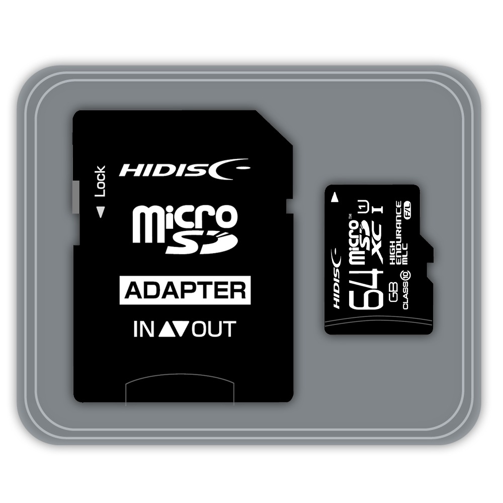 HIDISC MLC採用高耐久microSDXCカード 64GB Hynix, Samsungチップ採用 HDMCSDXC64GMLLJP3