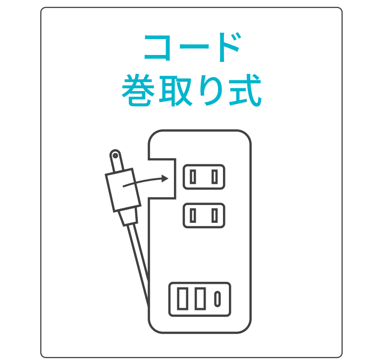 HIDISC コード巻取り式電源タップ ACx2 Type-Ax2 Type-Cx1 HD-AC2U2C131WH