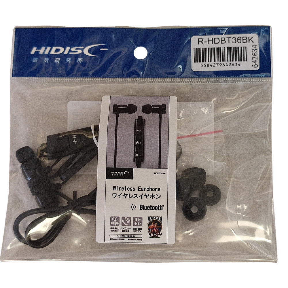 【リファービッシュ】HIDISC WIRELESS Bluetoothイヤホン ハンズフリー 通話可能  R-HDBT36BK