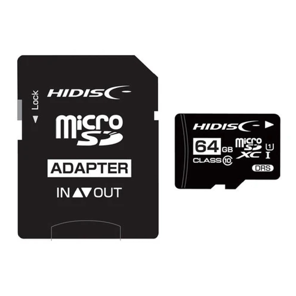 【リファービッシュ】HIDISC microSDXCカード 64GB CLASS10 UHS-1対応 SD変換アダプタ/ケース付き[M便1/2]