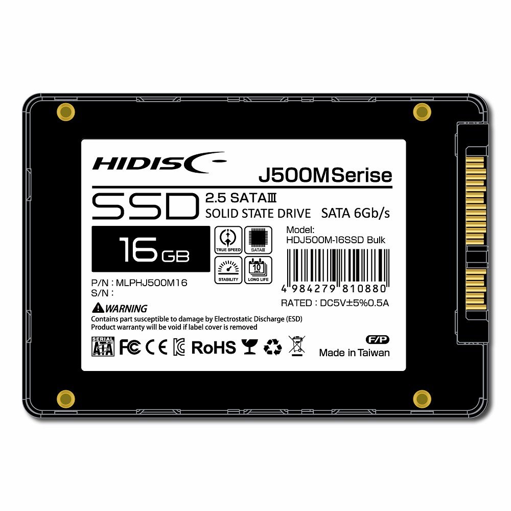 HIDISC 2.5inch SATA SSD MLC 16GB HDJ500M-16SSD | すべての商品