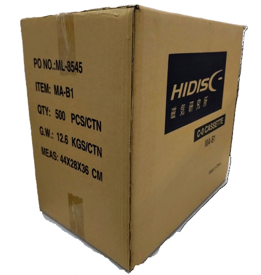 カセットテープ材料(ハーフ)_黒_丸窓_タブあり　500個セット