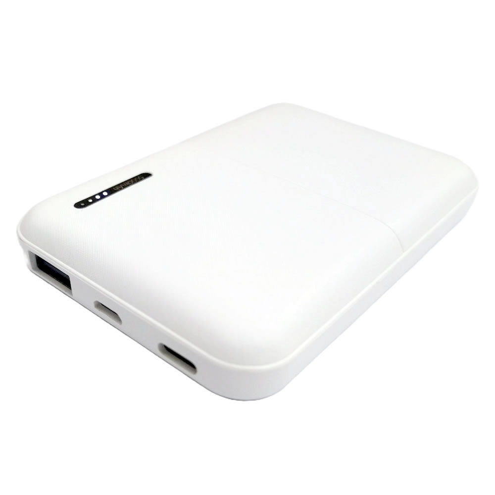 【リファービッシュ】HIDISC コンパクトスリム急速充電 モバイルバッテリー 5000mAh ホワイト R-HD-MB5000TAWH-PP