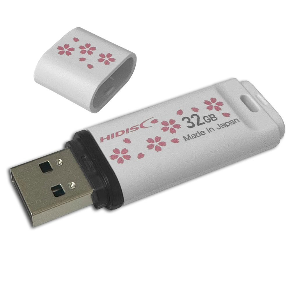 USB2.0フラッシュメモリー32GB JPパターン(さくら)日本製 HDUFGM32G2WH-J