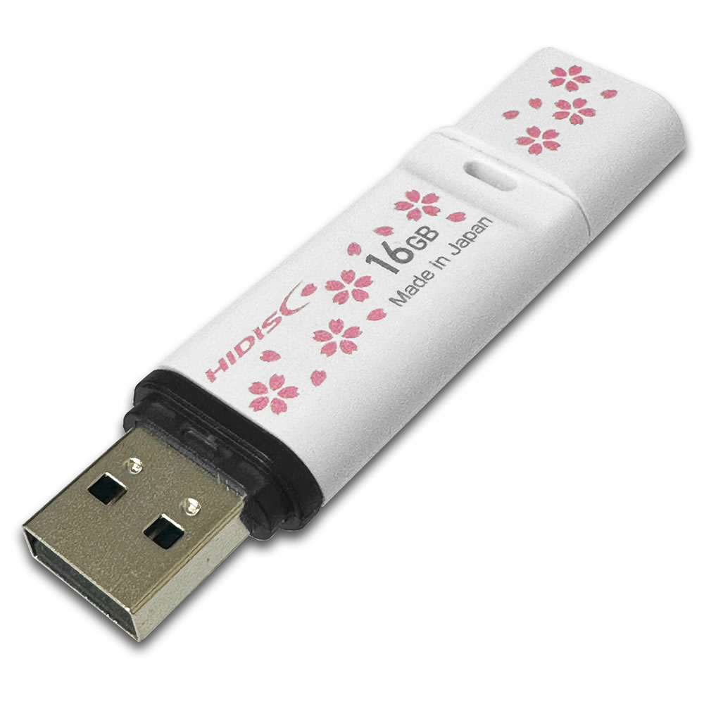 USB2.0フラッシュメモリー16GB JPパターン(さくら)日本製 HDUFGM16G2WH-J