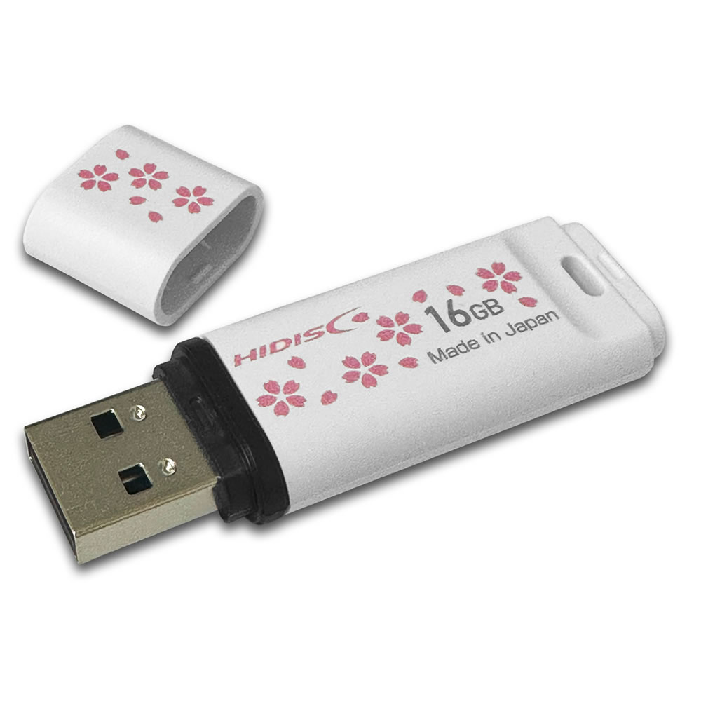USB2.0フラッシュメモリー16GB JPパターン(さくら)日本製 HDUFGM16G2WH-J