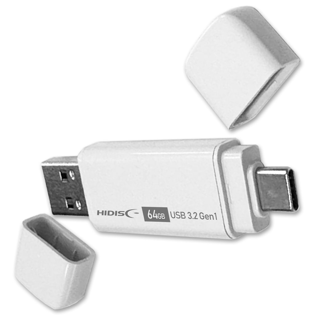 HIDISC OTG USBメモリ 64GB Type-C＆USB-A 両対応！高速転送＆幅広い互換性 HDUF148C64G3C