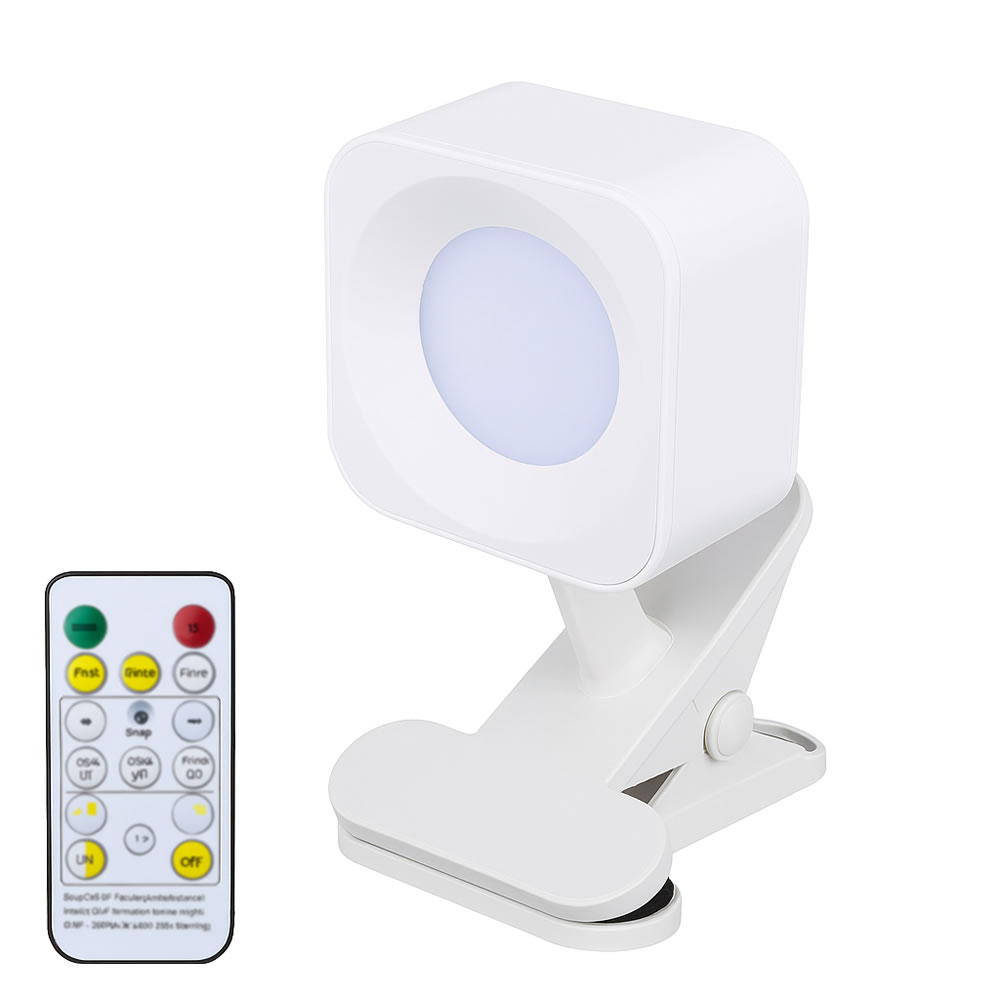 リモコン付クリップライト(スクエア)|無段階調光&3段階調色・Type-C充電対応