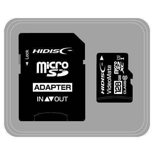 HIDISC VideoMate microSDXCカード 128GB CLASS10 UHS-1対応 SD変換アダプタ/ケース付きHDMCSDH128GCL10VM ドライブレコーダー・防犯カメラなどに最適