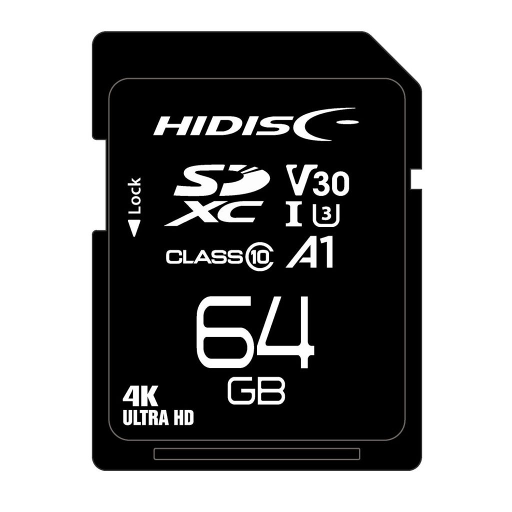 超高速SDXCカード64GB CLASS10 UHS-I  class3, A1対応 HDSDX64GCL10V30[M1/2]