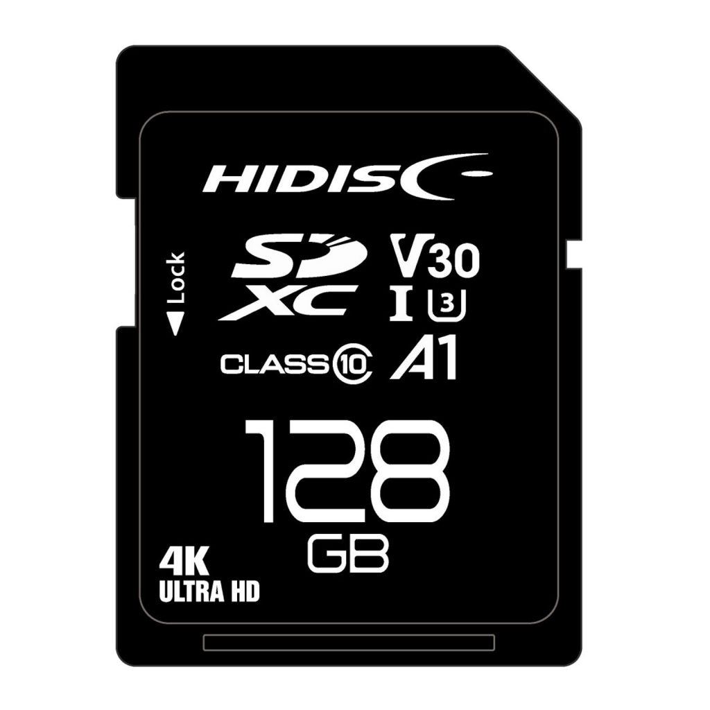 超高速SDXCカード128GB CLASS10 UHS-I class3, A1対応 HDSDX128GCL10V30
